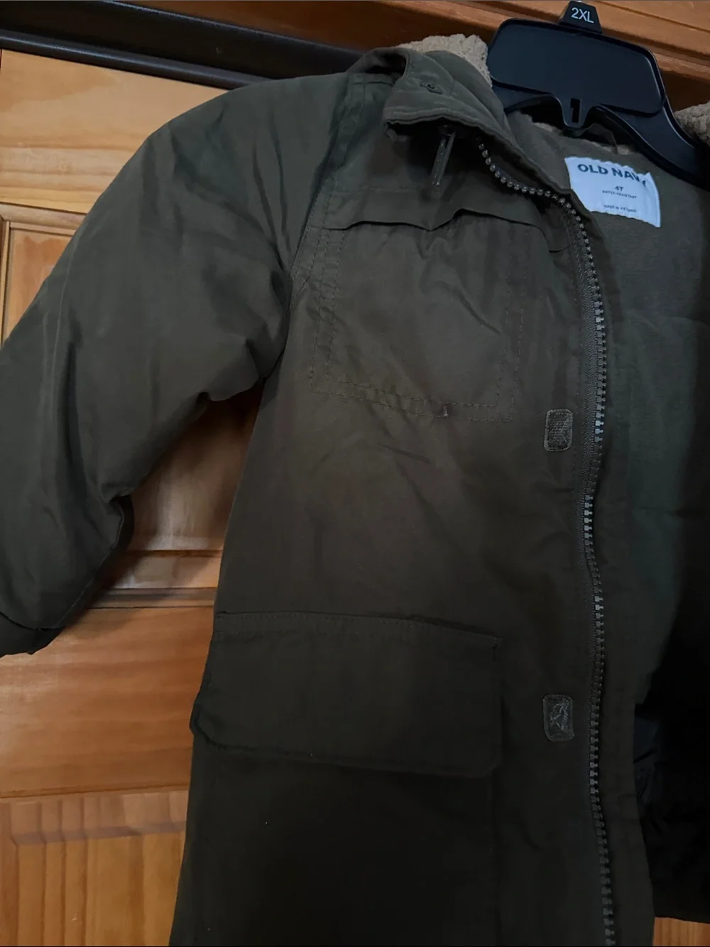 Old Navy Kids' Olive Green Hooded Puffer Jacket